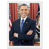 Artery8 Us President Barack Obama Photo Souza Portrait A4 Artwork Framed Wall Art Print