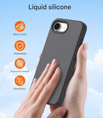 Image of DIZORO Compatible with iPhone 17e Case 6.3, Slim Liquid Silicone 3 Layers Full Covered Soft Gel Rubber Phone Cases Protective Back Cover 6.3 Inch - Dark Gray