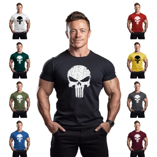 ReedCA USA Military Skull Men's Bodybuilding T-Shirt, Patriotic Fitness Training Tee for Gym & Strength3