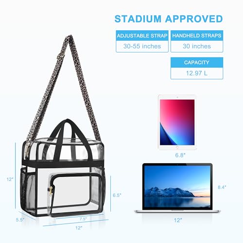 Bagenius Clear Bag Stadium Approved, 12x6x12 Clear bag for Stadium Events, Women's Top-Handle Bags for Concert Festival Work3