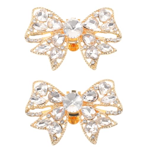 LIGIGWASH 1 par de clips para zapatos con lazo de diamantes de imitación - Hebilla de lazo brillante para sandalias de tacón alto - Adornos extraíbles para zapatos de tacón alto de novia o fiesta