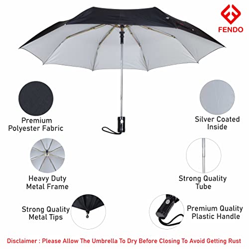 Image of Fendo 23.5 Inch 3 Fold Umbrella | Windproof & Waterproof Umbrellas for Men & Women | Compact Foldable Travel Umbrella for Office, Outdoor & Everyday Use