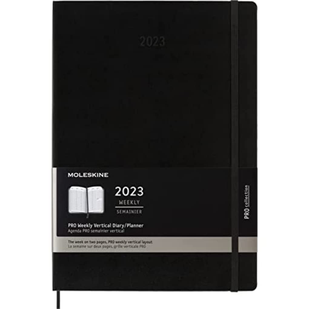 Moleskine Agenda Professionnel Hebdomadaire 2023, Agenda Hebdomadaire 12 Mois Avec Mise En Page Verticale, Agenda Avec Décompte Horaire, Couverture Rigide, Format A4 21 X 29,7 Cm, Couleur Noir