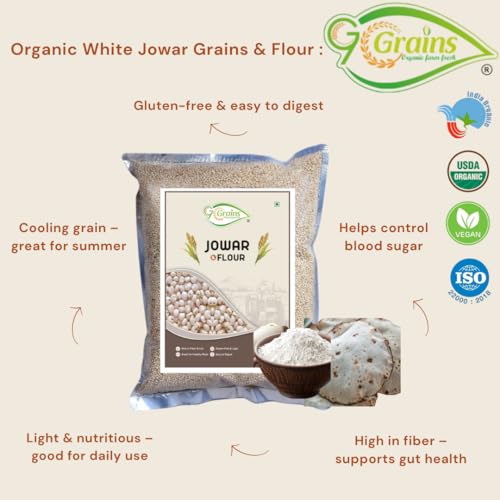 Image of Organic White Sorghum Flour (2Kg) /white Cholam /jovar /jonna /jola For Eating And Cooking By G7 Grains
