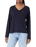 Ls Tee Vneck Tommy Hilfiger LS tee Vneck Camiseta, Cielo del Desierto, L para Mujer