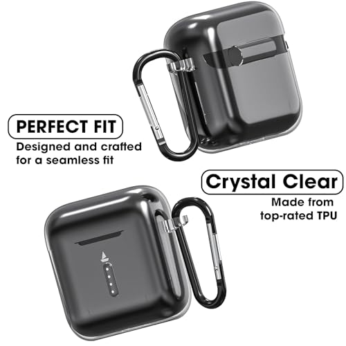 Image of Sounce Earphone Case Cover Compatible with Boat Airdopes 141, Soft Silicone Skin Case Cover Shock-Absorbing Protective Case with Keychain [Front LED Visible] - Transparent