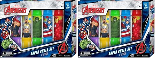 JA-RU Marvel Avengers Jumbo Chalk Holder (2 Pack) - Non Toxic Sidewalk Chalk for Kids Outdoor Play - C-6904-1