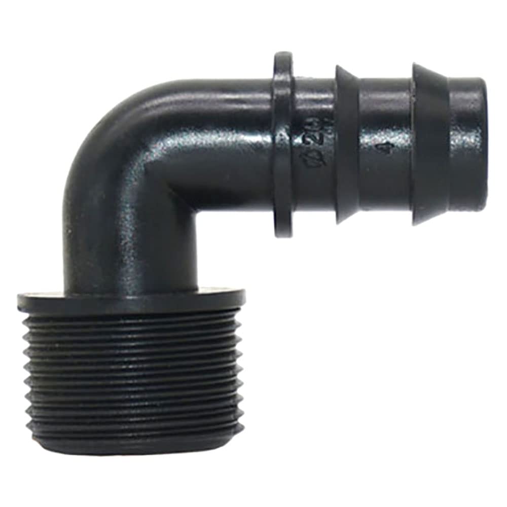 bzcemind 5pcs 1/2 3/4 Male Thread to 16mm 20mm 25mm Garden Hose Barb Connector Elbow Plastic Tube Fitting,3/4 to 20mm