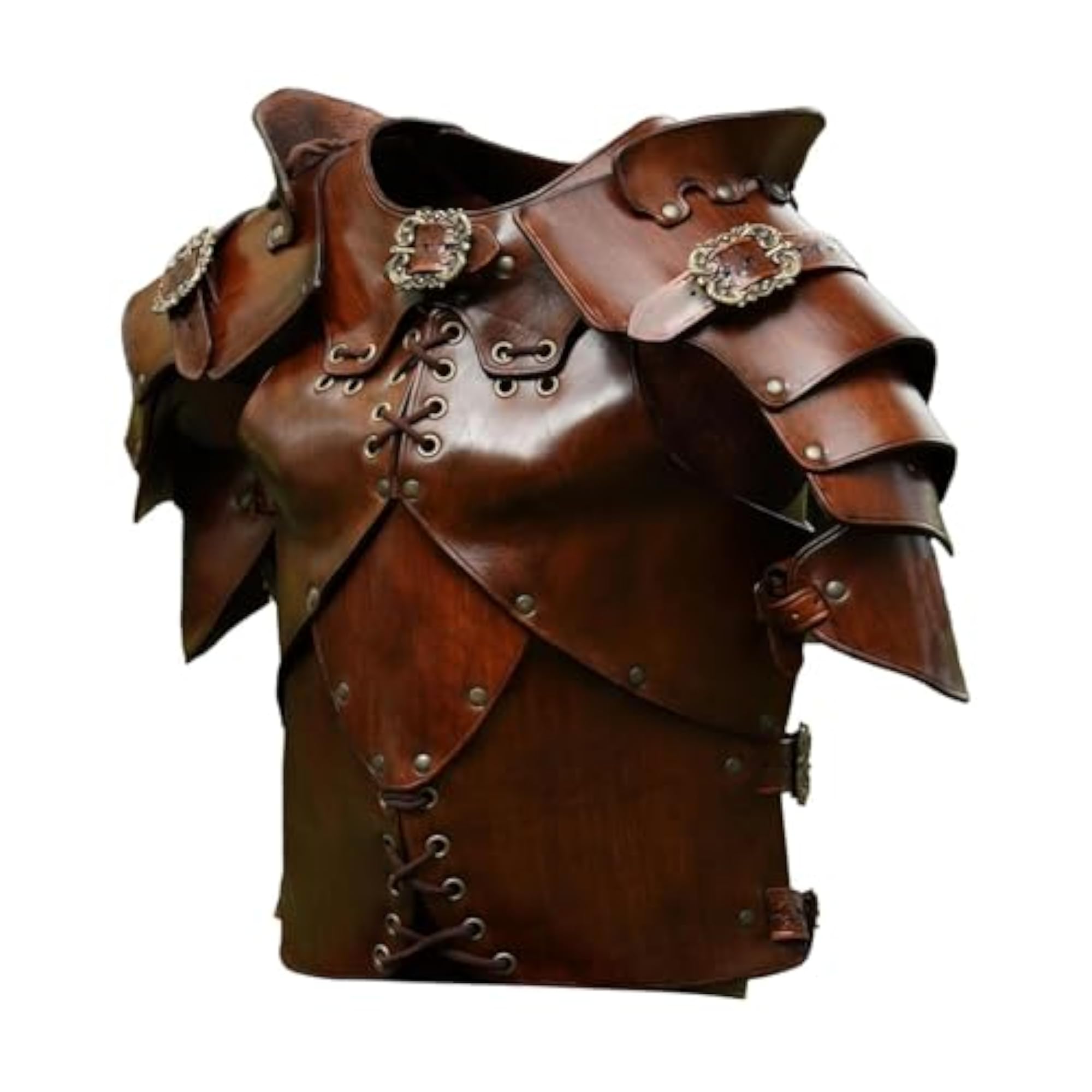 Men's Medieval Chest Armor Adjustable Strap Chest Guard, Brown