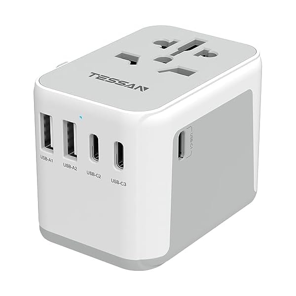 TESSAN-Universal-Adapter-Worldwide-Travel-Plug-Adaptor-with-2-USB-A-and-3-USB-C-Ports-International-Travel-Adapter-for-EU-UK-USA-AU-Power-Socket-Charger-for-Multi-Countries TESSAN Universal Adapter, Worldwide Travel Plug Adaptor with 2 USB A and 3 USB C Ports, International Travel Adapter for EU, UK, USA, AU, Power Socket Charger for Multi Countries