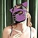 ALMYMM Leather Puppy Mask, Neoprene Puppy Face Muzzle, Removable Full Face Pup Hood Mask, Halloween Mask, Men Cosplay Mask (Purple)