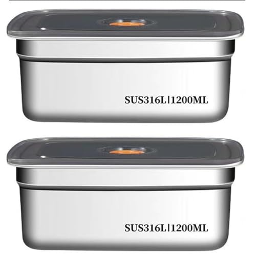 Image of Fridge Storage Box 1200 ml Stainless Steel Food Storage Containers | Food Grade, Leakproof Kitchen Organizer | Freshness Locking, Microwavable & Freezer Safe Pack of 2