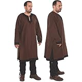 byCalvina - Calvina Costumes Arthur Medieval Viking LARP Renaissance Mens Cotton Tunic- Made in Turkey, 3XL-BRW/BLC