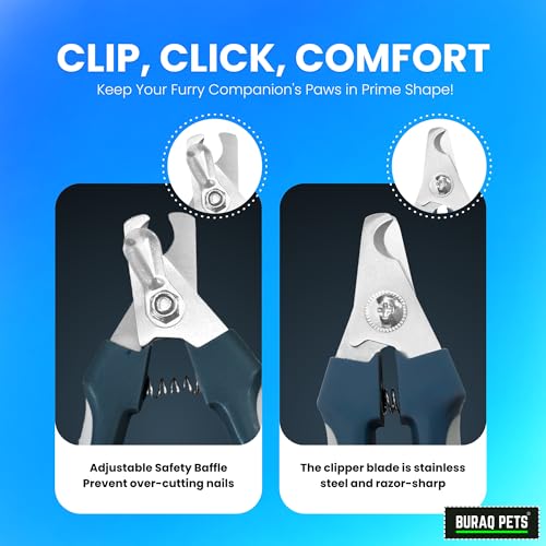 Image of Buraq Pets Dog Nail Cutter with Nail Filer, Professional Pet Nail Clipper for Dogs, Cats, Puppies & Small Animals, Durable, Safe, Ergonomic Grooming Tool for Precise Trimming