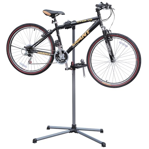 Taylor & Brown Adjustable Height Bicycle Workstand Folding Bike Repair Maintenance Pro Home Mechanic Bicycle Work Stand Rack with Legs 110-143 cm Grey