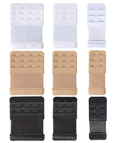 SAMGU 9 Pieces Women's Bra Extenders 2 Hook / 3 Hook / 4 Hook Elastic Stretchy Bra Extension Strap (one size, 2 hook/ 3 hook/ 4 hook, 3/4