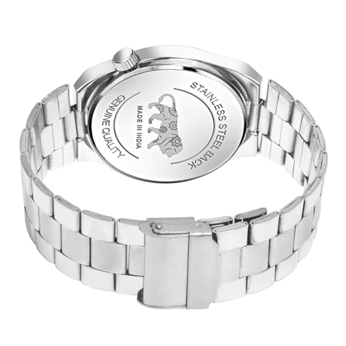 Image of PAPIO Men's Quartz Analogue Watch, Silver Stainless Steel Band, Round Dial with Date Display