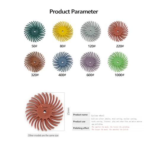 Image of Tools 48pcs 1 Inch Radial Bristle Disc Kit with 3mm Shank for Rotary Tools,Detail Abrasive Wheel for Jewelry Wood Metal Polishing, Bristle Wheel with Grit 50-1000