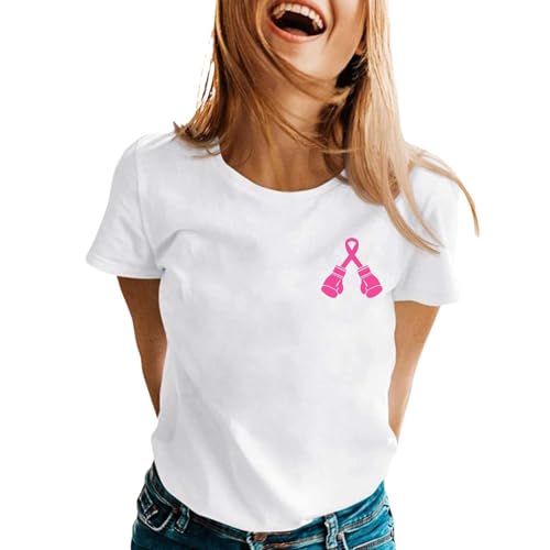 Tee shirt rose femme avec t-shirts graphiques manches courtes et col rond pour look décontracté
