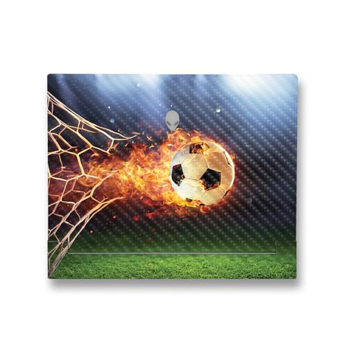 Image of MightySkins Carbon Fiber Skin Compatible with Alienware X14 R2 (2023) Full Wrap Kit - Flaming Soccer Ball | Protective, Durable Textured Carbon Fiber Finish | Easy to Apply | Made in The USA