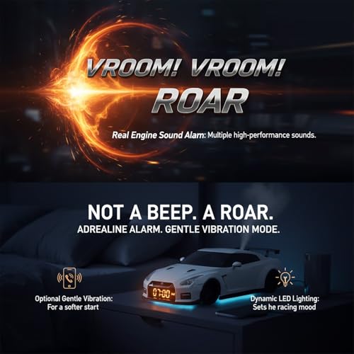 Image of FOYA Hypercar Alarm Clock, 2026 New F1 Car Alarm Clock, Realistic Engine and Light Effects, Sports Car Model with LED Display Screen for Nightstand, Desk, Or Collection Interior Decoration(#C)