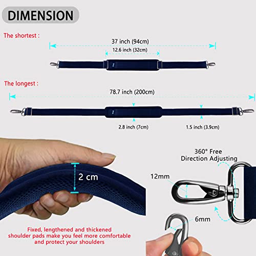 Image of ZINZ 79 inch Shoulder Strap, Extra-thick Fixed Cushion Pad and Dual Clasps Universal Replacement Strap with Metal Swivel Hooks for Laptop Bags, Luggage Bags, Camera, Crossbody (200cm,Blue)