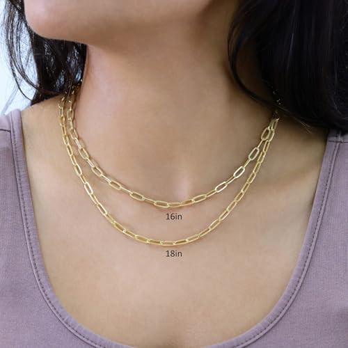 Nuragold 10k Real Yellow Gold Paperclip 4mm Elongated Cable Link Necklace (16"-24") Dainty Italian Jewelry for Men & Women2