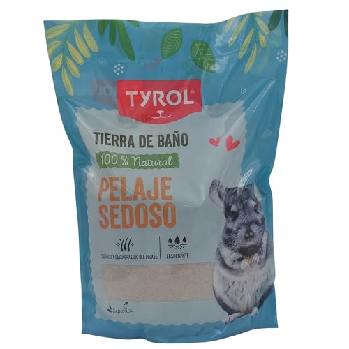 Tyrol | Arena de Baño para Chinchilla | Lecho Hamster y Pequeños Roedores | Tierra Para un Pelaje Sedoso y Purificado | Mantiene el Pelaje del Chinchilla | Higiene y Bienestar del Roedor | 3 Kg
