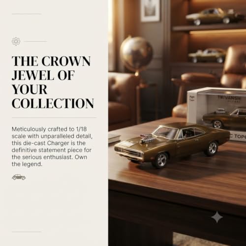 Image of Fast & Furious Inspired Luxury Street Muscle Racer Die-Cast 1:64 Scale Collectible Model with Premium Finish, Authentic Styling, Detailed Bodywork, Smooth Free Wheels, Display Box (Golden)