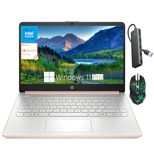 HP 14インチビジネスノートパソコン、学生やビジネス向けの超軽量ノートパソコン、IntelプロセッサーN150(クアッドコア)、8GB RAM、384GBストレージ(128GB UFS+256GB Micro SD)、WiFi 6、1年間のオフィス365