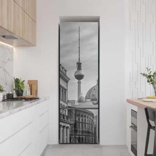 Sticker frigo 60x190 cm auto-adhésif anti-salissure décor urbain