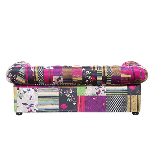 Beliani Sofa im englischen Stil Polsterbezug Patchwork bunt rosa Chesterfield – Bild 5