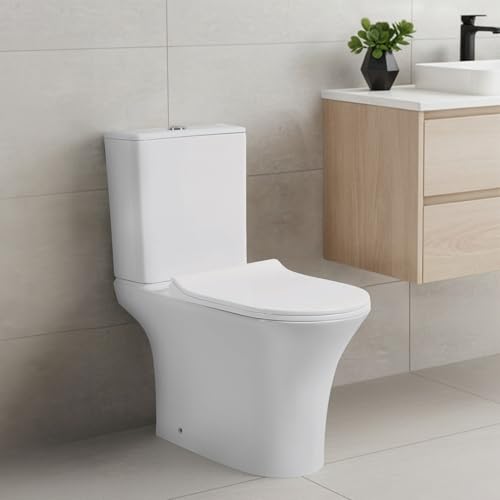 Go Bathrooms Rimless Close Coupled Toilet with Soft Close Toilet Seat Bathroom Toilet Pan Cistern Quick Release Seat
