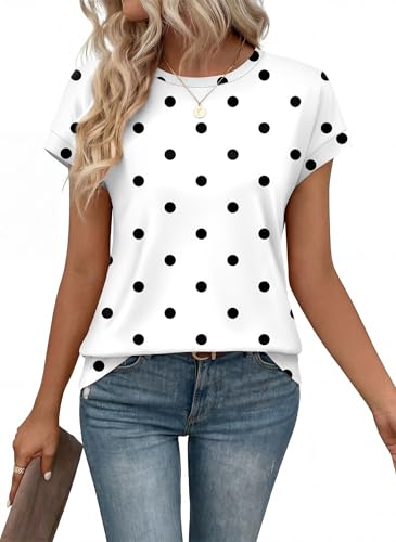 Image of Alaroo Womens Summer Tops Short Sleeve Shirts Crew Neck Tshirt Cute Trendy Tunic Blouses (S-3XL)