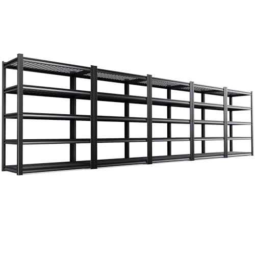 Image of 5-Pack Heavy Duty Garage Shelving for Garage, Warehouse & Workshop Storage Organization, 71 inch H x 35 inch W x 16 inch D Adjustable 5-Tier All Metal Wire Shelf for Tools, Storage Bins & Bulk Items