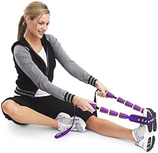 StretchRite Physical Therapy Full Body Stretching Strap with Patented Easy Grip Handles for Sore and Tight Muscles, Includes Coaching Guide (Purple/Yellow)
