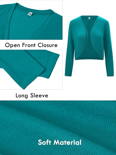 Image of Heymoments Women's Long Sleeve Thin Kintted Shrugs Sweaters Lightweight Cropped Tops Open Front Cardigan for Dress