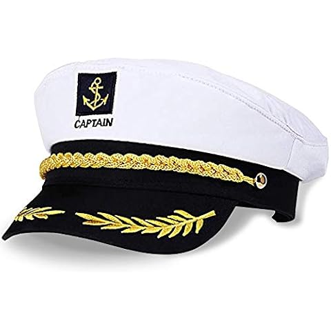 NETUME Sailor Captains Hat, Sailors Hat for Adults Captain Cap Sailor Costume Accessories, Adult Party Hats Navy Hat Captain Costume Sailors Outfit Men for Sea Yacht Parties and Cosplay (White) Cover