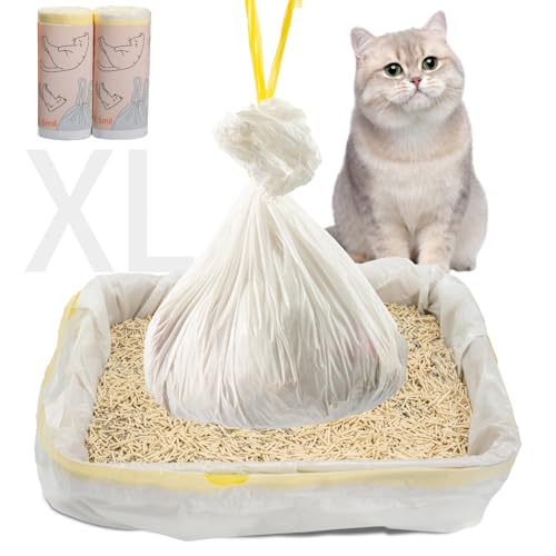 940 x 460 mm Jumbo Katzenstreubeutel, 20 Stück XXL Katzenklo Tüten, reißfeste Katzenklo Beutel, Verdicken Sie langlebige Katzentoilette mit Kordelzug, extragroße Einweg-Haustierstreubeutel für Kot