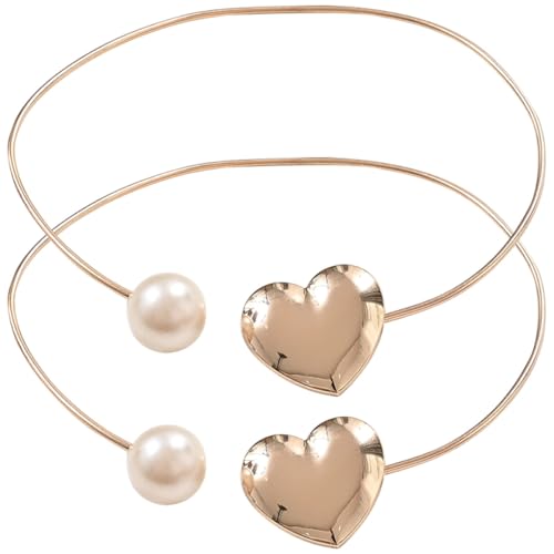 jojofuny Embrasses de Rideaux Cœur Métal Doré 2 Pièces Motif Perle Alliage Décor Chambre Salon Bureau Maintien sans Perçage Facile à Utiliser