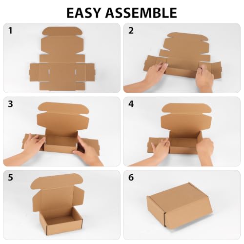Image of RLAVBL 6x4x2 Inches Shipping Boxes Set of 25, Brown Small Corrugated Cardboard Box, Mailer Boxes for Packing Small Business