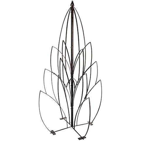 H Potter Garden Lotus Bud Trellis for Climbing Plants Wrought Iron Metal Obelisk for Patio Deck Flowers Weather Resistant Yard Art Cover