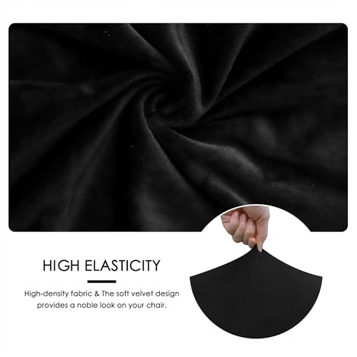 Image of FORCHEER Office Chair Replacement Seat Cover Black Stretch Velvet Deak Chair Seat Cushion Cover 20x20inch 1 Piece Washable