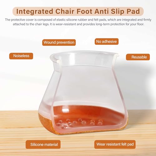 Image of Chair Leg Floor Protectors,Furniture Felt Pads Silicone Covers caps for Chairs,Non-Slip Bottom Furniture Leg Capsfor Hardwood Floors,Avoid Scratching and Reduce Noise(L,16 PCS)