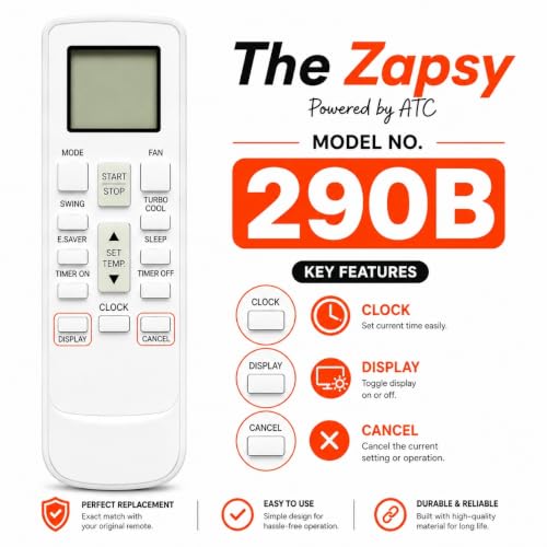 Image of AC Remote Control Compatible with AKABISHI Split /Window Air Conditioner | Replacement AC Remote | No Programming Required | Please Match Button Layout Before Ordering | AC-290B | White