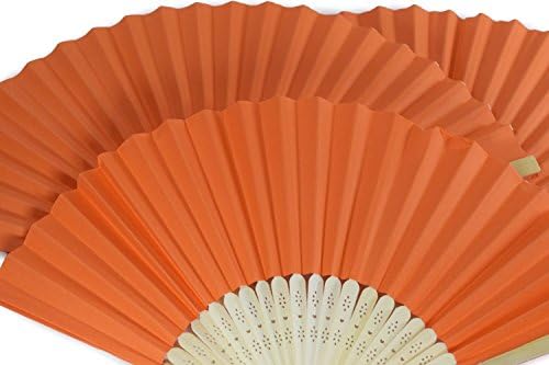 Thick Orange Paper Hand Fan Bamboo Ribs