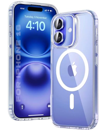 Image of mobistyle for iPhone 16 Case Clear: Magnetic Phone Cases with Camera Drop Protection Compatible with Ultra Hybrid Anti Yellowing Transparent Back Cover Cover Case (Polycarbonate, Transparent)