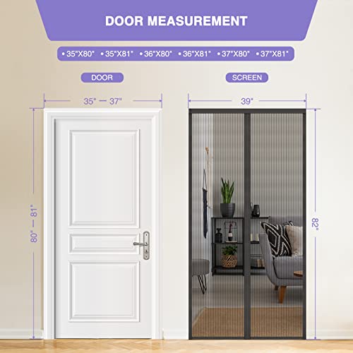 Titan Mall Magnetic Screen Door, Self Sealing Screen Door, Heavy Duty Door Screen Magnetic Closure Keep Bugs Out, Retractable Screen Door Mesh - Pet and Kid Friendly, Hands Free Door Screen 39" x 82" - Thumbnail 6
