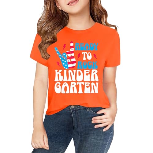 Yellow School Shirts for Girls for Boys and Girls in Spring Summer and Autumn 2D Personalized Grey (Orange, 12-13 Years)