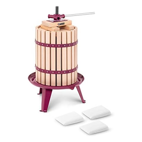 Royal Catering Wooden Fruit Press Cider Press Apple Press Wine Press Manual 18L + Accessories RCWP-18LW (Wood, Iron, Container Diameter 240mm, Container Height 350mm) Cover
